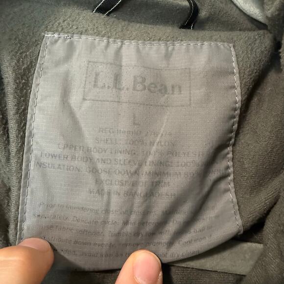 L.L. Bean Mens Mountain Parka Coat Down Fill Puffer Hooded Cargo Large Gray - Picture 7 of 9